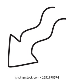 scharfe Pfeilsymbol auf weißem Hintergrund, Linienstil, Vektorgrafik
