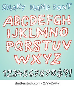 Shaky Hand Comic Vector Font - Handwritten Calligraphic Alphabet