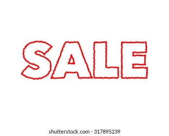 Shaky red sale text on white background