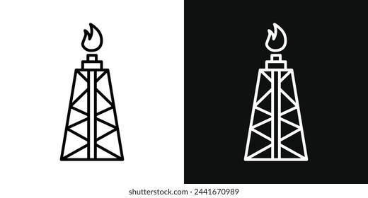 Shale Gas Rig and Extraction Icons. Natural Resource and Energy Industry Symbols.
