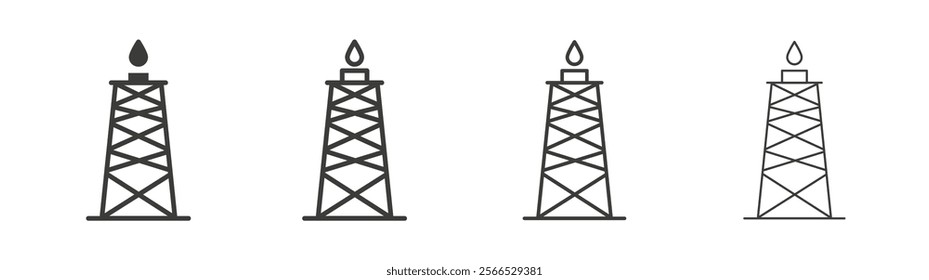 Shale gas rig icon collection for website design, app, UI design.