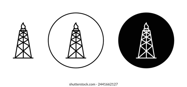 Conjunto de iconos de plataforma de gas de esquisto. símbolo de vector de plataforma de gas de extracción de gas natural.