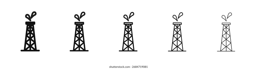 Shale gas rig icon vector outline set illustration sign