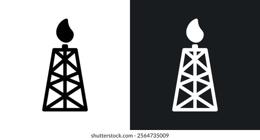 Shale gas rig icons in flat syle