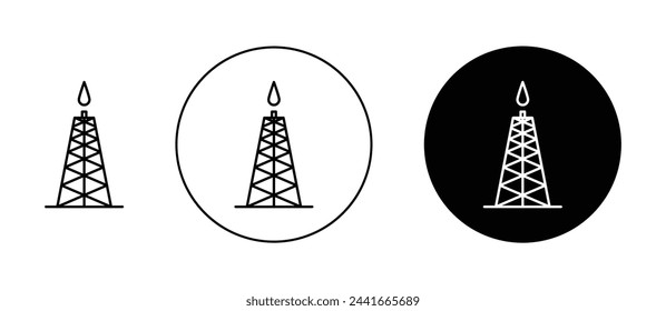 Conjunto de ilustración vectorial de plataforma de gas de esquisto. Icono de plataforma de extracción de gas natural para diseños de UI.