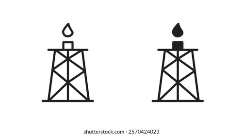 Shale gas rig vector web icons set