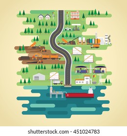 shale oil energy in flat design
