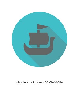 Shallop, ship, viking long shadow icon. Simple glyph, flat vector of transport icons for ui and ux, website or mobile application