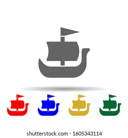 Shallop, ship, Viking multi color style icon. Simple glyph, flat vector of transport icons for ui and ux, website or mobile application