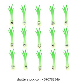 Shallot. Funny Cartoon Character. Vector Illustration