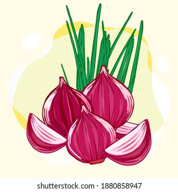 Shallot or Red Onion are the main seasoning for Food: Complete with leaves