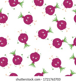 Shallot Red Onion Vegetable Seamless Pattern Can Be Used For: Background, Wallpaper, Icon, And Others