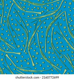 shallot twigs and pieces green vector seamless pattern