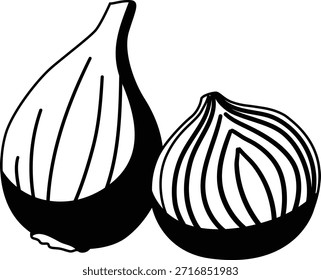 Shallot vegetal mono sombra ilustración