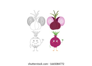 Shallot Vegetable Object Vector Illustration Bundle