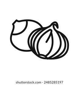 shallots icon Black line art vector