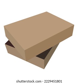 caja superficial con tapa superior abierta, objeto aislado sobre fondo blanco, ilustración vectorial, eps