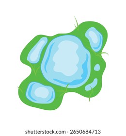 desenho animado de poça rasa. lama molhada, pequeno temporário, piscina natureza rasa poça sinal. símbolo isolado ilustração vetorial