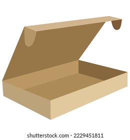 caja rectangular poco profunda con una tapa de bisagra abierta, objeto aislado sobre un fondo blanco, ilustración vectorial, eps