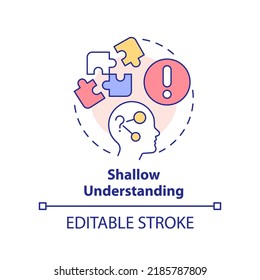 Shallow understanding concept icon. Microlearning disadvantage abstract idea thin line illustration. Academic content. Isolated outline drawing. Editable stroke. Arial, Myriad Pro-Bold fonts used