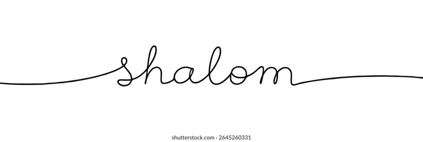 Shalom saudação inscrição contínua um desenho de linha com palavra. Desenho minimalista da ilustração de frase.