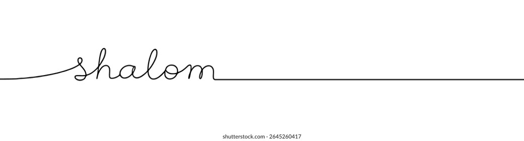 Shalom saudação inscrição contínua um desenho de linha com palavra. Desenho minimalista da ilustração de frase.