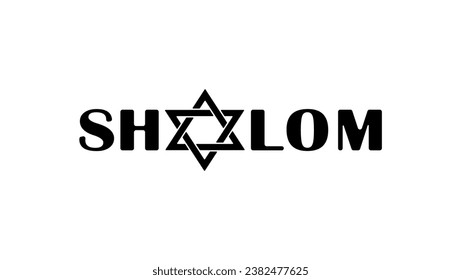 Shalom text design represents the Hebrew word for peace, hello, and goodbye, displayed through a graphic vector