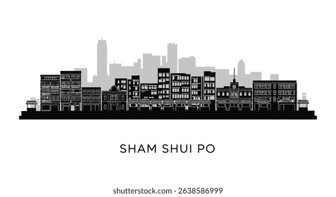 Sham Shui Po Hong Kong Silhouette Urban City.