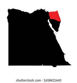 Shamal Sina governorate highlighted on Egypt map Vector EPS 10