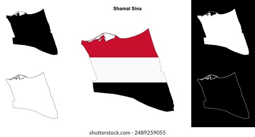 Shamal Sina Governorate Outline Karte gesetzt