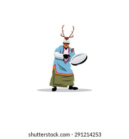 Shaman with a tambourine sign. Vector Illustration.
Branding Identity Corporate logo design template Isolated on a white background