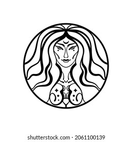 Shaman woman witch. Magical girl. Fantasy boho art.