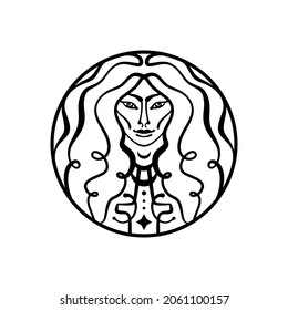 Shaman woman witch. Magical girl. Fantasy boho art.