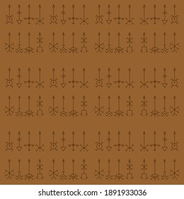 Shamanic mystical symbols pattern. Vector background.