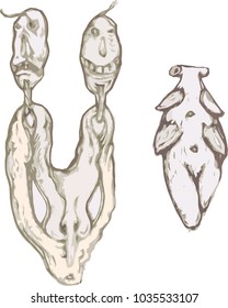 shamanic objects, a set of images. ritual and ethnic artifacts. northern motifs, vector.
