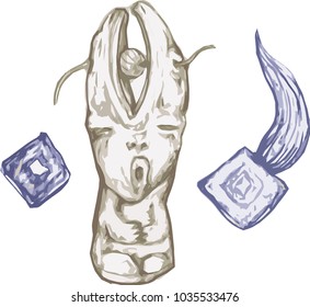 shamanic objects, a set of images. ritual and ethnic artifacts. northern motifs, vector.
