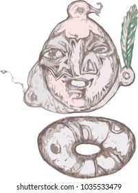 shamanic objects, a set of images. ritual and ethnic artifacts. northern motifs, vector.
