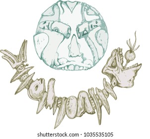 shamanic objects, a set of images. ritual and ethnic artifacts. northern motifs, vector.