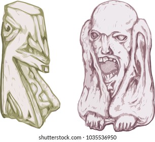 shamanic objects, a set of images. ritual and ethnic artifacts. northern motifs, vector.
