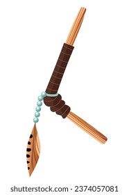 Shamanic snuff Tepi pipe, sacred ceremony for self healing. Isolated vector illustration in flat style