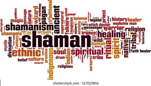 Shamanism word cloud concept. Vector illustration