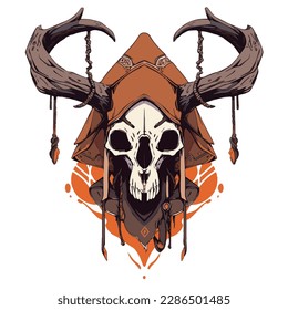 Shamans Skull Mask Vector Logo