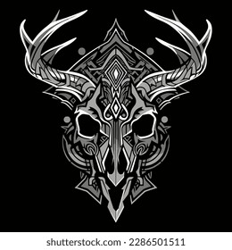 Shamans Skull Mask Vector Logo