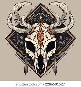 Shamans Skull Mask Vector Logo