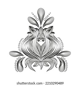 shambhala owl graphic black pattern print poster. Vector