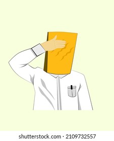 shame culture vector illustration with bag at human head 