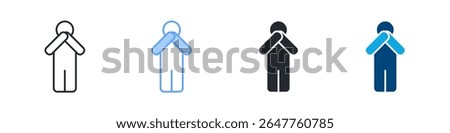 Shame Icon Set Multiple Style. Designed In Outline, Blue, Glyph, Dual Tone