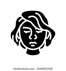 shame woman expression glyph icon vector. shame woman expression sign. isolated symbol illustration