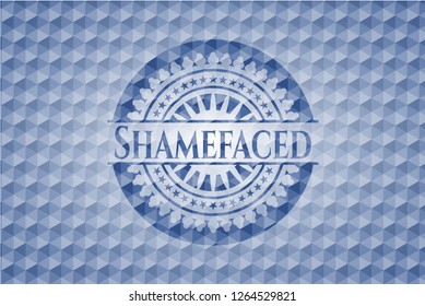 Shamefaced blue emblem with geometric pattern. Shamefaced blue emblem with geometric pattern.