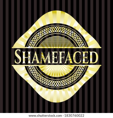 Shamefaced gold shiny badge. Vector Illustration. Detailed. 